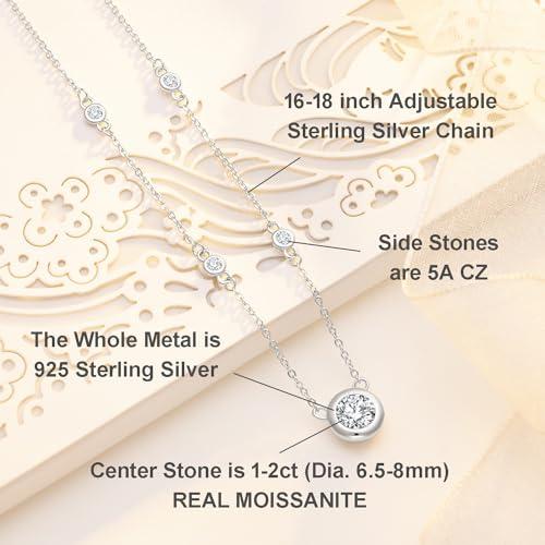 【並行輸入品】1 2CT モアッサナイトネックレスチェーン 女性用 5ストーン 925スターリングシルバー Dカラー 理想的なカット ダイヤモン_7