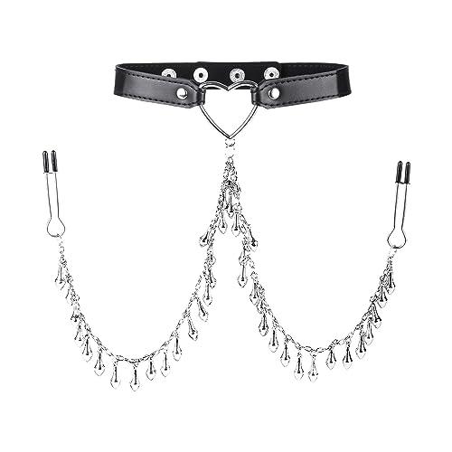 【並行輸入品】LANWAN Nipple Clamps with Choker Necklaces Metal Nipple Chain He_1