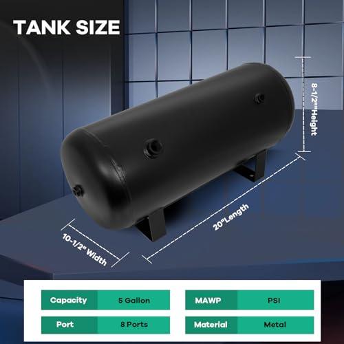 【並行輸入品】STAYTOP 5 Gallon (18 Liter) 8 Port Air Compressor Tank 151 PSI R_4