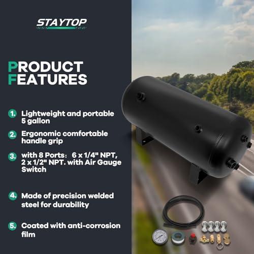【並行輸入品】STAYTOP 5 Gallon (18 Liter) 8 Port Air Compressor Tank 151 PSI R_7