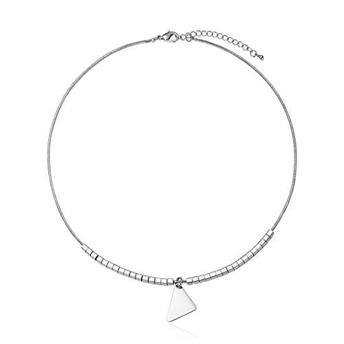 【並行輸入品】LEFEDA Unique Geometric Triangle Silver Necklace Design 18.9" Ne_1