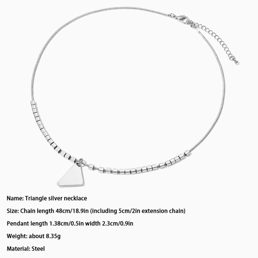 【並行輸入品】LEFEDA Unique Geometric Triangle Silver Necklace Design 18.9" Ne_3