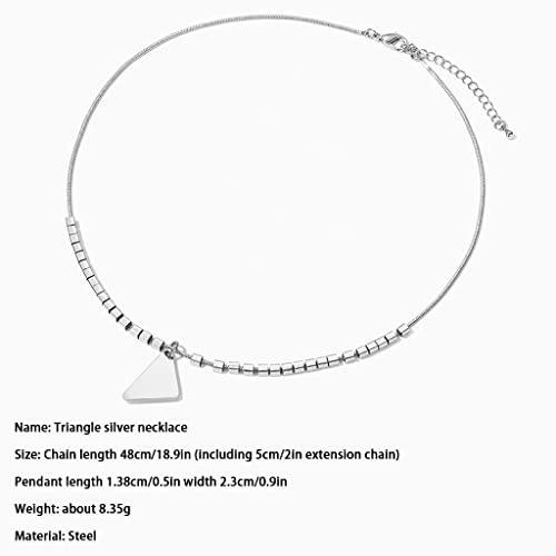 【並行輸入品】LEFEDA Unique Geometric Triangle Silver Necklace Design 18.9" Ne_4