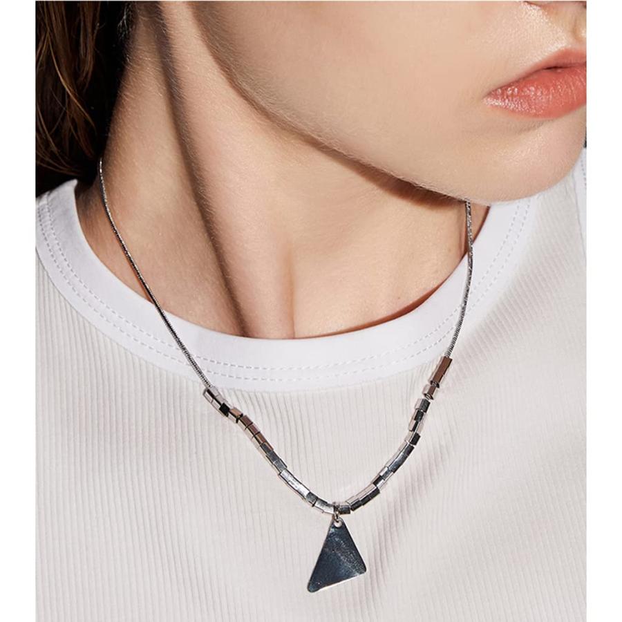 【並行輸入品】LEFEDA Unique Geometric Triangle Silver Necklace Design 18.9" Ne_9