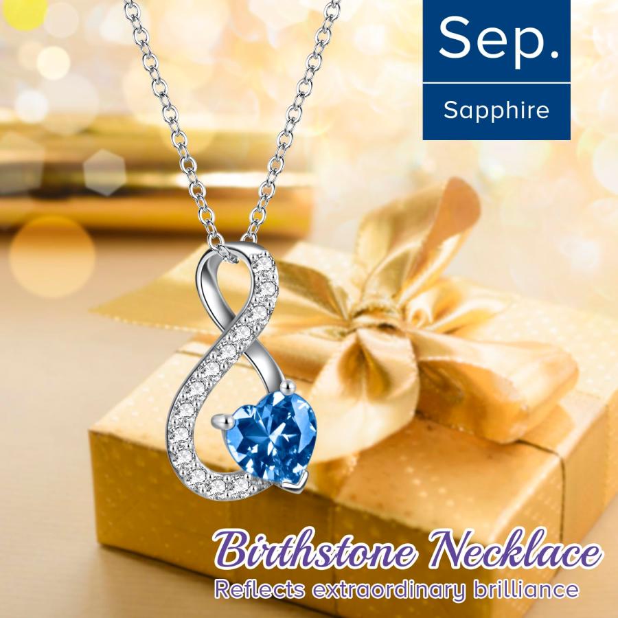 【並行輸入品】Seladri スターリングシルバー インフィニティネックレス ハートペンダント付き ジルコニア誕生石ネックレス 女性用 お母さん_3
