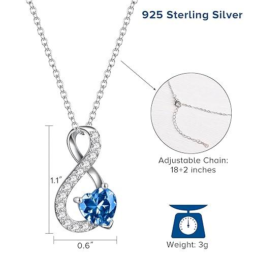 【並行輸入品】Seladri スターリングシルバー インフィニティネックレス ハートペンダント付き ジルコニア誕生石ネックレス 女性用 お母さん_7