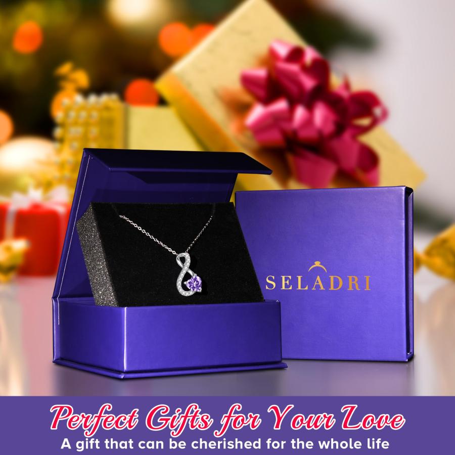 【並行輸入品】Seladri スターリングシルバー インフィニティネックレス ハートペンダント付き ジルコニア誕生石ネックレス 女性用 お母さん_9