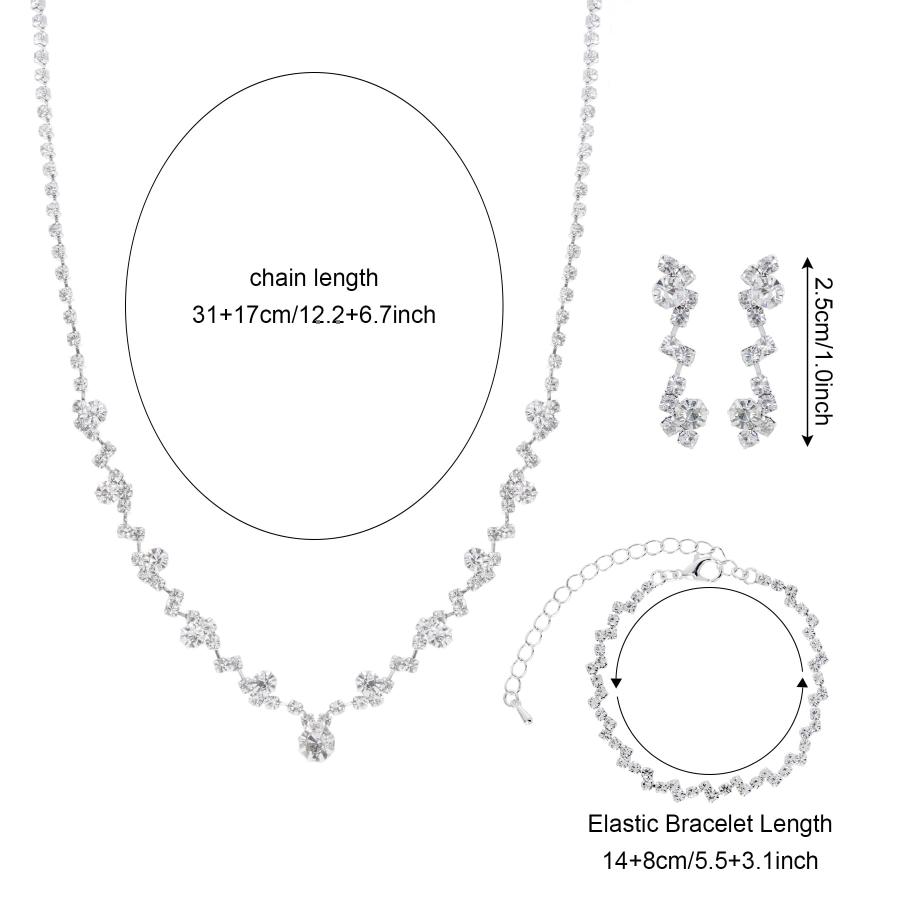 【並行輸入品】Jmkcoz Women Jewelry Set Silver Necklace Earrings Bracelet Rhine_3
