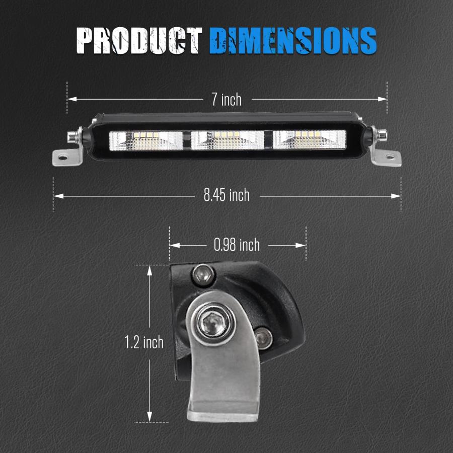 【並行輸入品】BUNKER INDUST 2個 7インチ スリムLEDライトバー DTコネクタ付き 2400LM 単列フラッドLEDライトポッドの画像