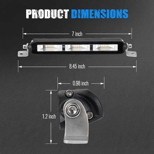 【並行輸入品】BUNKER INDUST 2個 7インチ スリムLEDライトバー DTコネクタ付き 2400LM 単列フラッドLEDライトポッドの画像