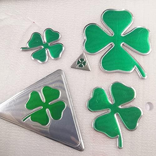 【並行輸入品】4 Pieces Green Silver Four Leaf Clover Logo Decal Car Stickers Fの画像