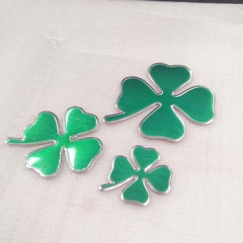【並行輸入品】4 Pieces Green Silver Four Leaf Clover Logo Decal Car Stickers Fの画像