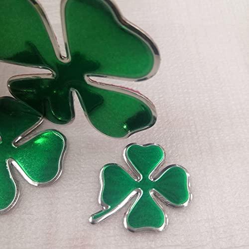 【並行輸入品】4 Pieces Green Silver Four Leaf Clover Logo Decal Car Stickers Fの画像