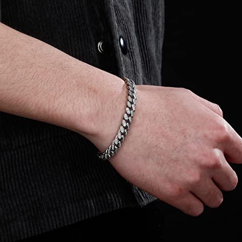 【並行輸入品】KOH 8mm Miami Cuban Bracelet Chain Men's Trendy Hip Hop Link Bliの画像