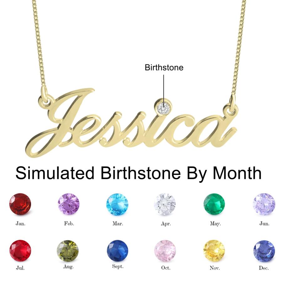 【並行輸入品】OUTANG 10K Gold Name Necklace Personalized 14K Solid Yellow Goldの画像