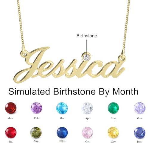 【並行輸入品】OUTANG 10K Gold Name Necklace Personalized 14K Solid Yellow Goldの画像