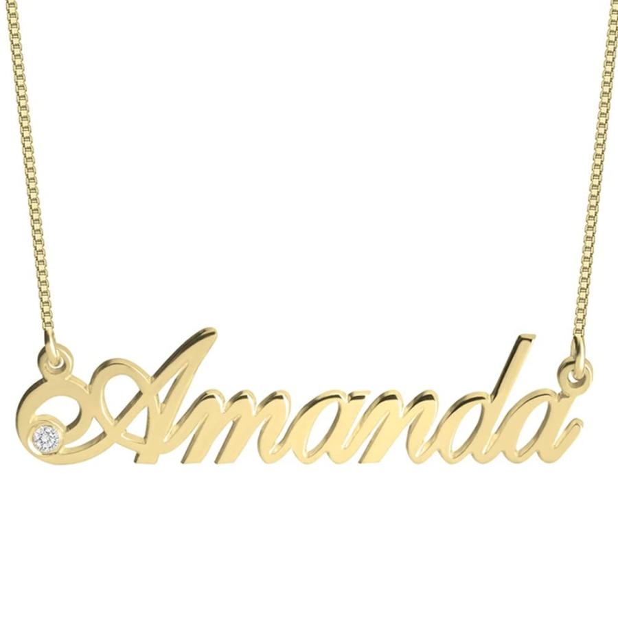 【並行輸入品】OUTANG 10K Gold Name Necklace Personalized 14K Solid Yellow Goldの画像