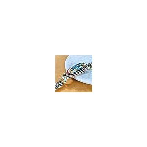 【並行輸入品】ASSOYEZ ターコイズ 6文字 マントラ 九つ目 Dzi ビーズブレスレット 中国製チベットシルバー 9つ目 Dzi ビーズの画像