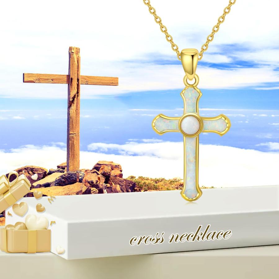 並行輸入品】AHTAMOS クロスネックレス レディース オパールクロス 