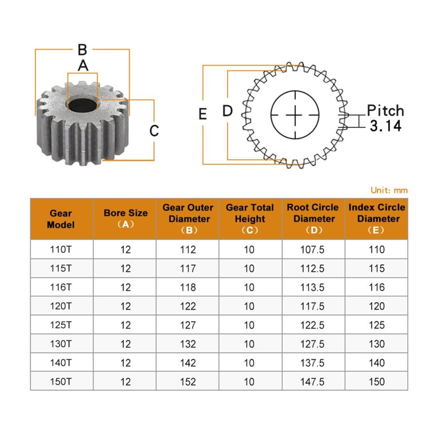 【並行輸入品】Steel Motor Drive Gear 1pcs Cylindrical Gear 1M 110/115/116/120/_3