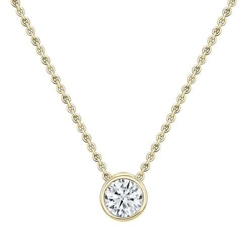 【並行輸入品】ALLORYA 1/2 Carat Round Lab Grown White Diamond Solitaire Bezelの画像