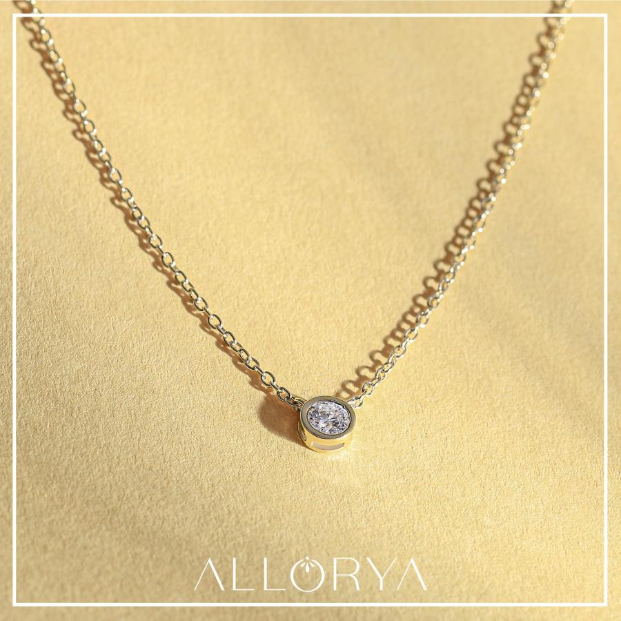【並行輸入品】ALLORYA 1/2 Carat Round Lab Grown White Diamond Solitaire Bezelの画像