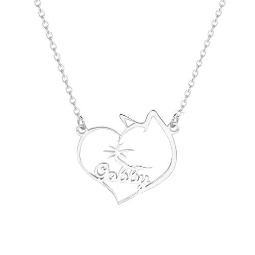 【並行輸入品】LONAGO Cat Necklace with Name Personalizec Name Cat Necklace Cus_1