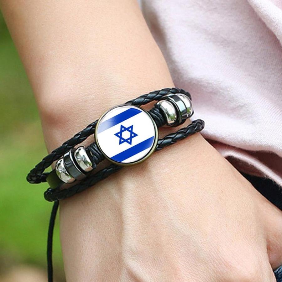 【並行輸入品】イスラエル国旗ブレスレット 調節可能なイスラエル国旗編みブレスレット イスラエル国旗ピン イスラエルのブレスレット付きスタンド イ |  | 06