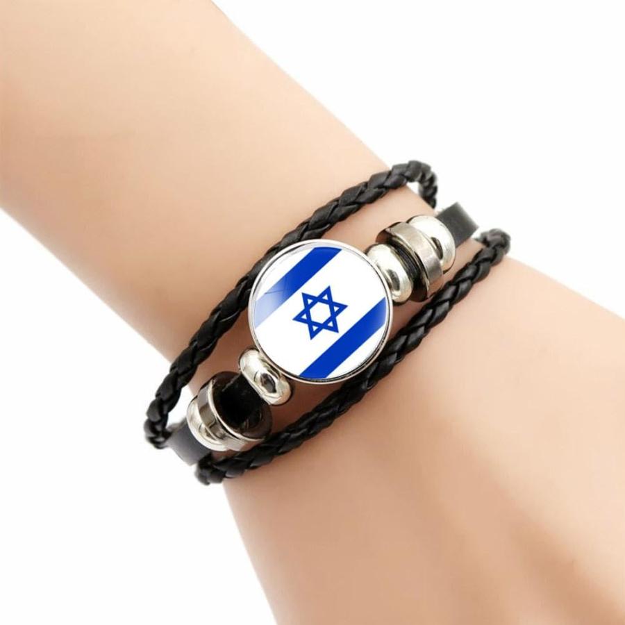 【並行輸入品】イスラエル国旗ブレスレット 調節可能なイスラエル国旗編みブレスレット イスラエル国旗ピン イスラエルのブレスレット付きスタンド イ |  | 09