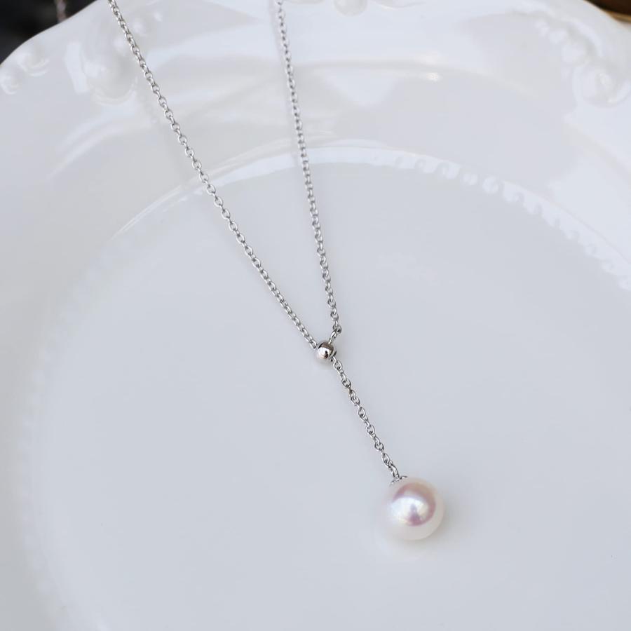 【並行輸入品】シングルパールネックレス レディース 925スターリングシルバー ラリアットネックレス 淡水養殖真珠チョーカー 本物のラウンドホワ_9