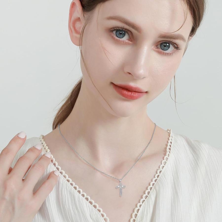 【並行輸入品】LWXIE ダイヤモンドクラダクロスネックレス レディース 925スターリングシルバー ケルトクロス クラダペンダントネックレス_9