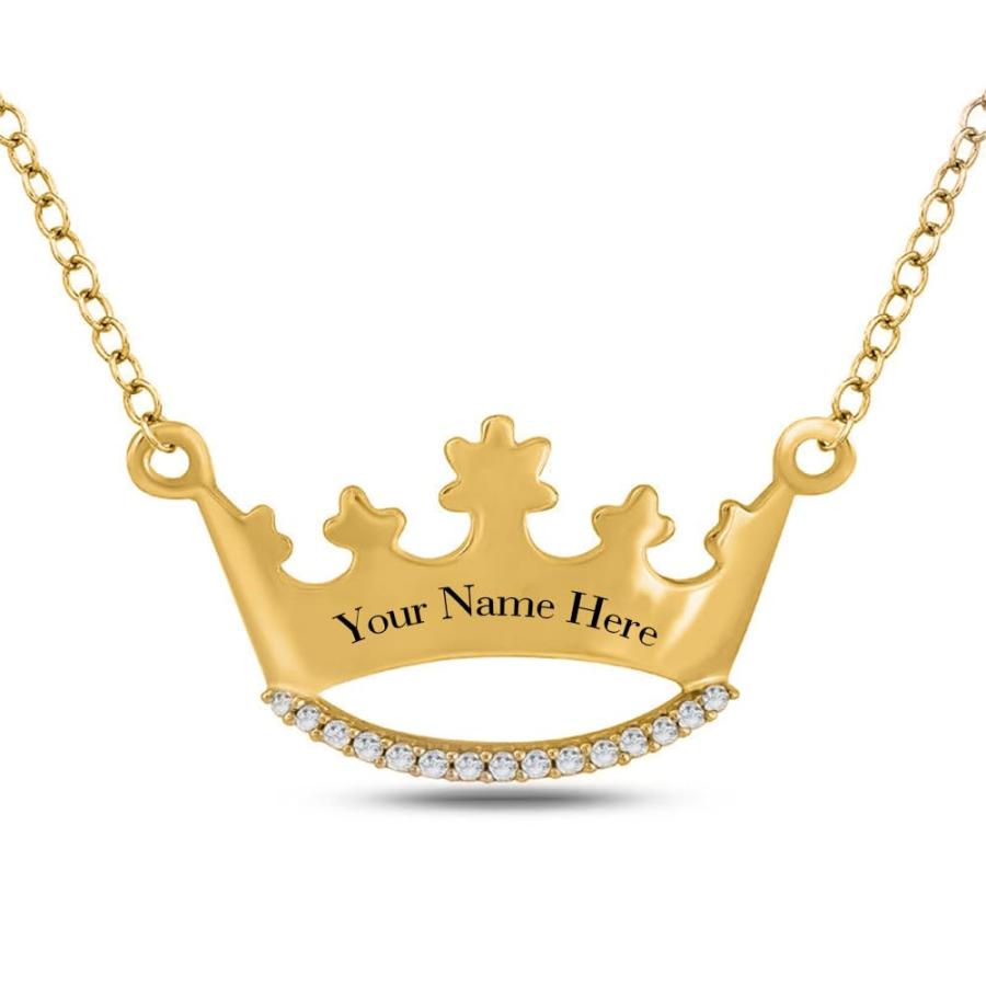 【並行輸入品】LWXIE Diamond Crown Name Necklace Personalized 925 Sterling Silvの画像
