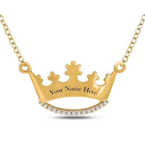 【並行輸入品】LWXIE Diamond Crown Name Necklace Personalized 925 Sterling Silvの画像