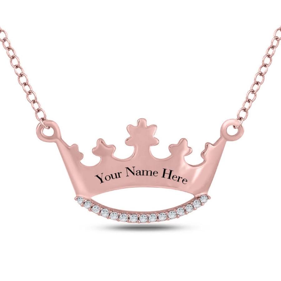 【並行輸入品】LWXIE Diamond Crown Name Necklace Personalized 925 Sterling Silvの画像