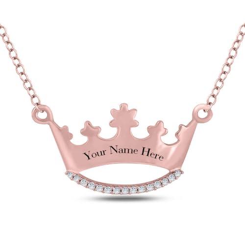 【並行輸入品】LWXIE Diamond Crown Name Necklace Personalized 925 Sterling Silvの画像