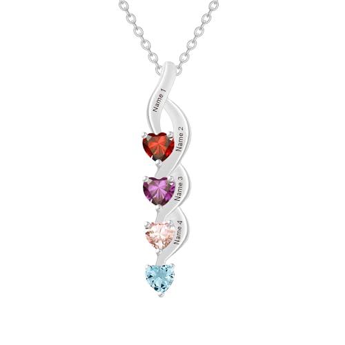 【並行輸入品】10K 14K 18K Solid Gold Personalized Mother Necklace with 4 Birthの画像