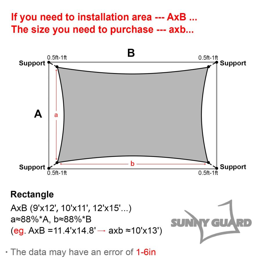 SUNNY GUARD Sun Shade Sail 8'x12' Rectangle Sand UV Block Sunsha 並行輸入品｜best-style｜04