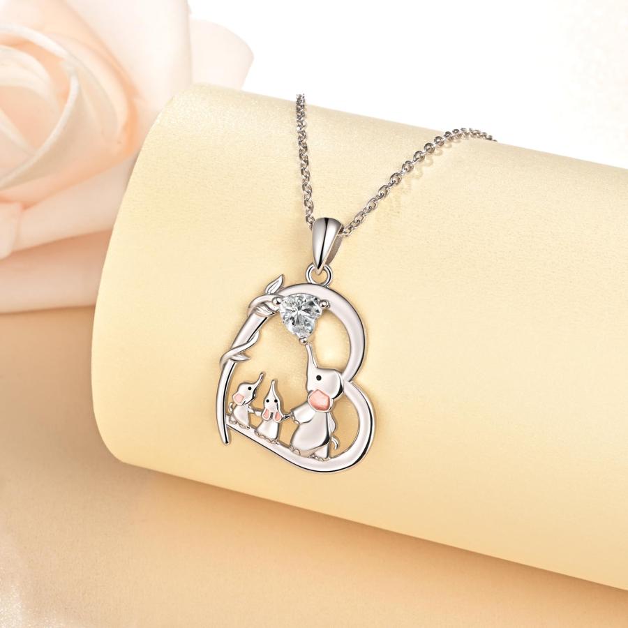 【並行輸入品】YLT Mom and Daughter Jewelry Sterling Silver 3 Elephant Neckla