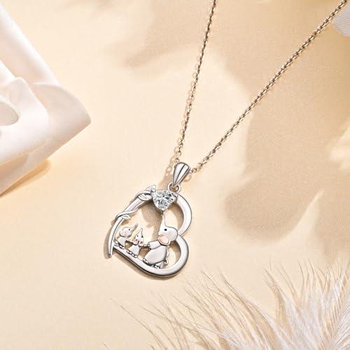 【並行輸入品】YLT Mom and Daughter Jewelry Sterling Silver 3 Elephant Neckla