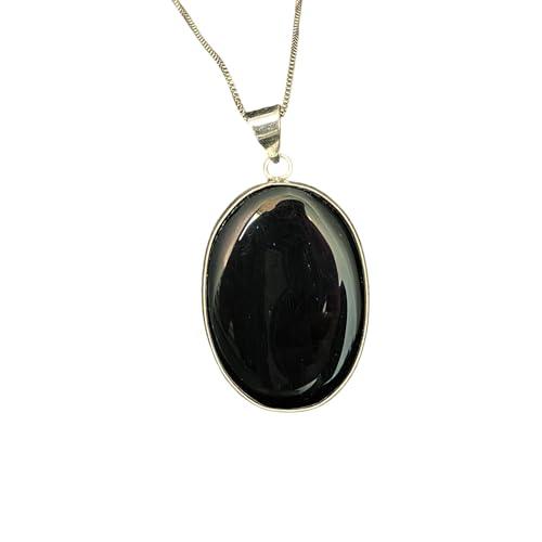 【並行輸入品】Black Onyx Pendant for Women/Girls, Black Onyx Gemstone Necklaceの画像
