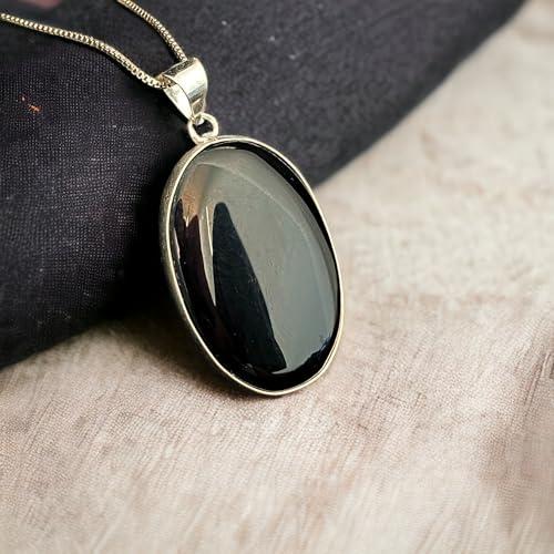 【並行輸入品】Black Onyx Pendant for Women/Girls, Black Onyx Gemstone Necklaceの画像