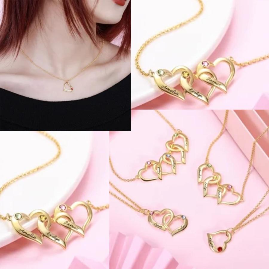 【並行輸入品】OUTANG 10K 14K 18K Solid Gold Personalized Intertwined Hearts Neの画像