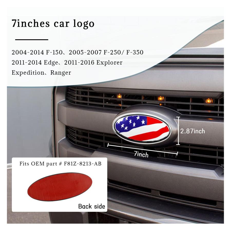 【並行輸入品】Suvnie Front Grille US Flag Emblem, 7 Inch Oval Rear Tailgate De