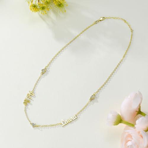 【並行輸入品】LWXIE Personalized Diamond Heart Name Necklace 925 Sterling Silvの画像