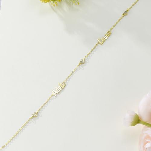 【並行輸入品】LWXIE Personalized Diamond Heart Name Necklace 925 Sterling Silvの画像