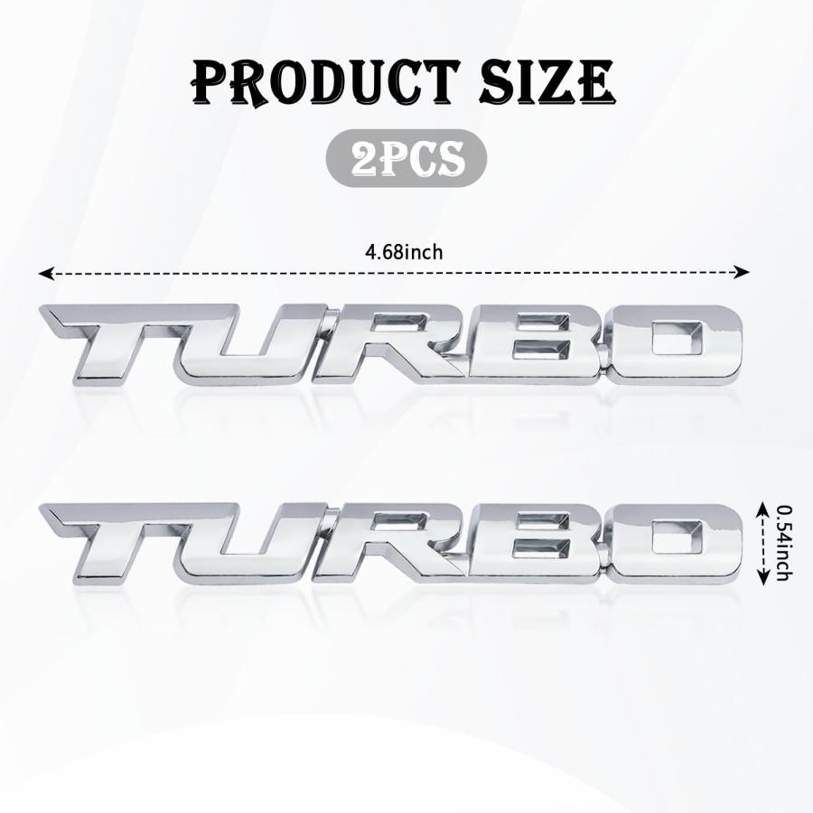 【並行輸入品】2PCS Turbo Letter Car Emblem,Metal Car Decals 3D Car Stickers foの画像