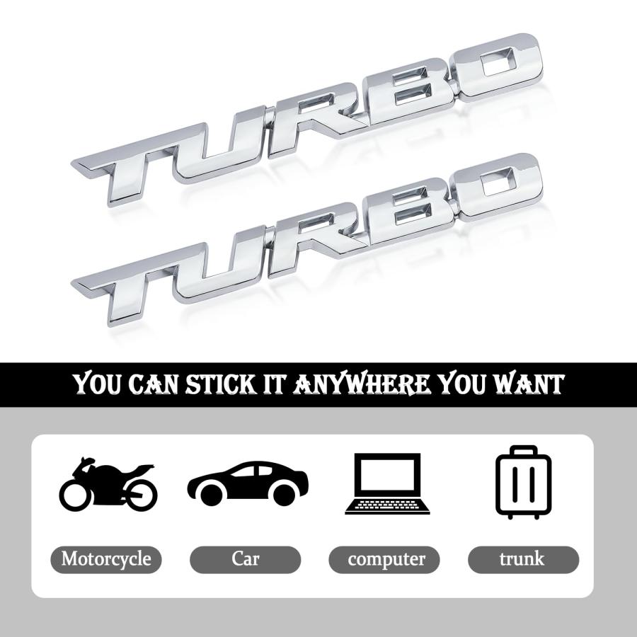 【並行輸入品】2PCS Turbo Letter Car Emblem,Metal Car Decals 3D Car Stickers foの画像
