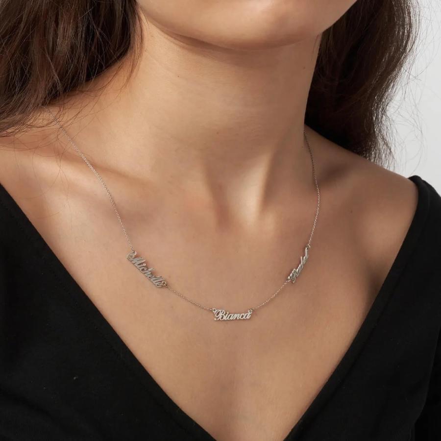 【並行輸入品】Oak&Luna   Personalized Heritage Diamond Multiple Name Necklaceの画像