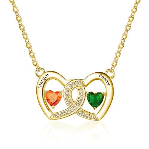 【並行輸入品】Rikelus Personalized 1 5 Birthstones Necklace for Women Mom Wifeの画像