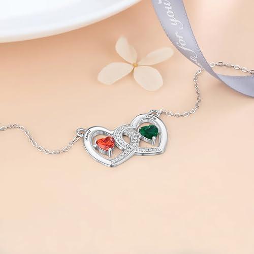 【並行輸入品】Rikelus Personalized 1 5 Birthstones Necklace for Women Mom Wifeの画像